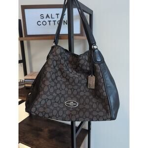 Coach Edie Shoulder Bag In Signature Black Jacquard